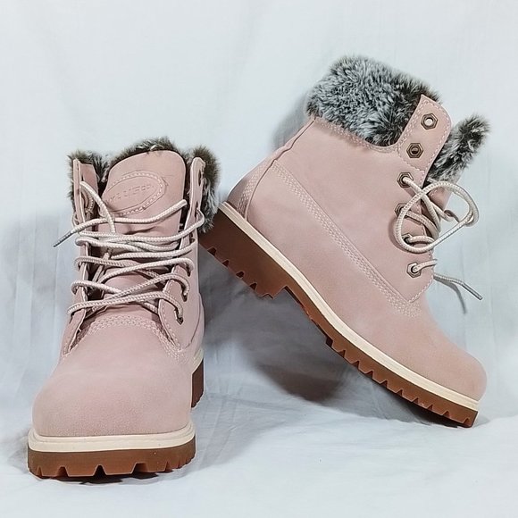 Lugz Women’s Hudson Lace-Up Fur-Trim Boots-Size 6-Bubble Gum Pink-New in… - Picture 1 of 5
